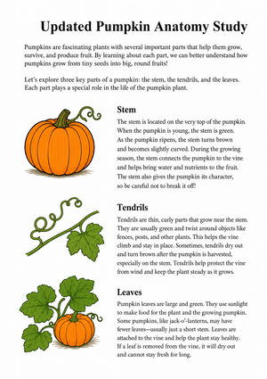 Essential Pumpkin Anatomy Study Guide | Grade 1-2 Science