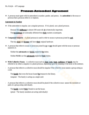 Master Pronoun Antecedent Agreement