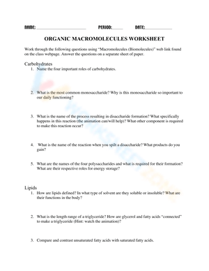 Explore Organic Macromolecules