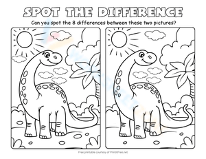 Dinosaur Spot the Difference Worksheet