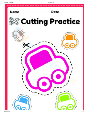 Car Cutting Skills Practice Worksheet