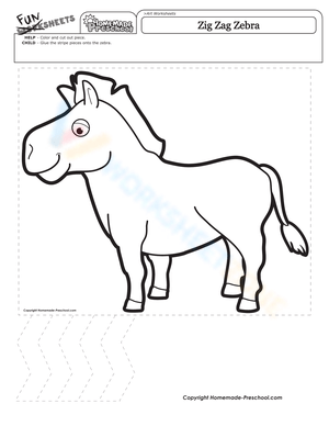Zig-Zag Zebra Line Tracing Worksheet