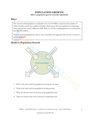 Natural Population Regulation Worksheet
