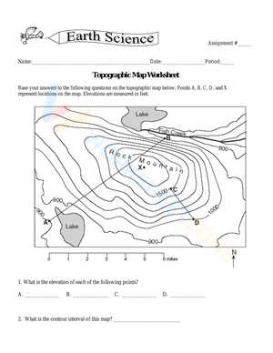 Updated Topographic Map Worksheet 2