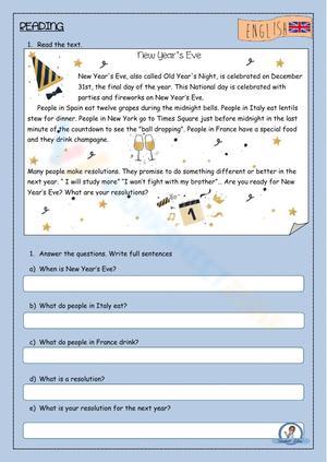 New Year's Eve Activity Worksheet