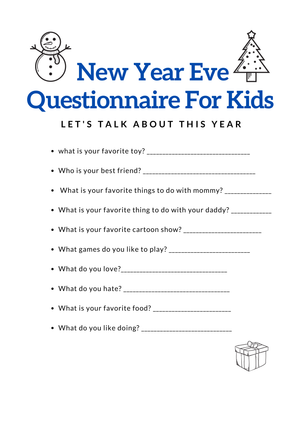 New Year's Eve Questionnaire for Kids