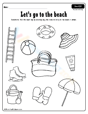 Beach Item Sorting Worksheet