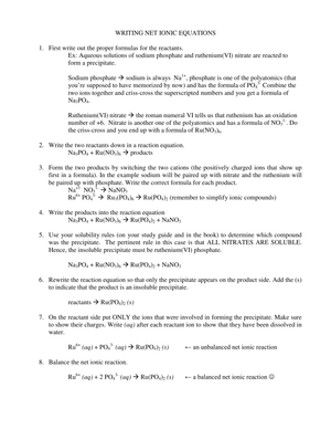 Writing Net Ionic Equations