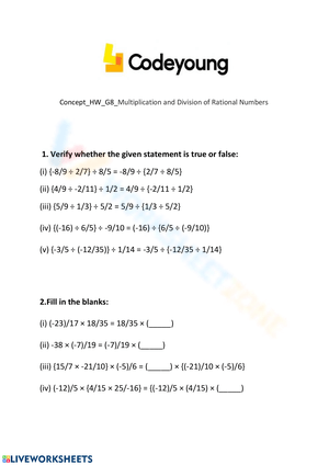 Multiplication and Division of Rational Numbers