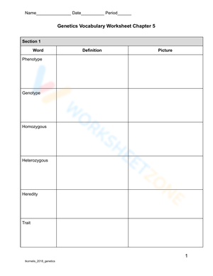 Learn Genetics Vocabulary with this Updated Worksheet