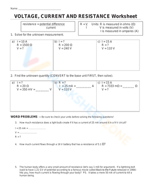 Updated Resistance Calculations Worksheet