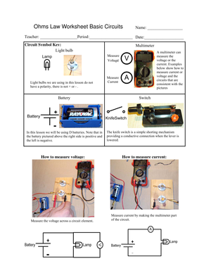 Ohm's Law Worksheet: Basic Circuits