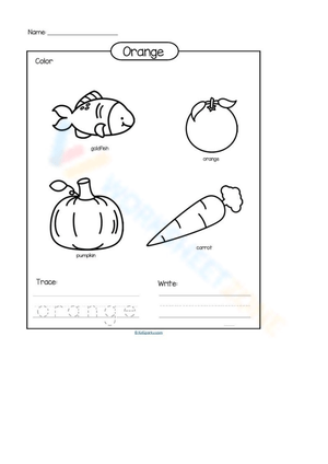 Printable Worksheet: Learn the Color Orange