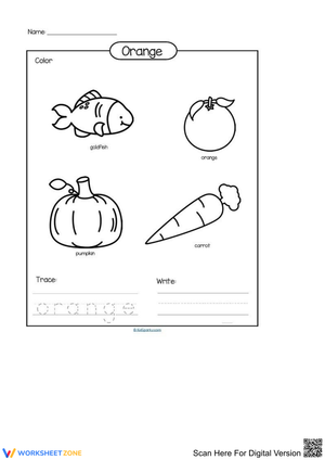 Printable Worksheet: Learn the Color Orange