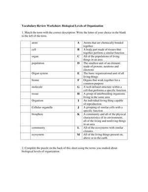 Exploring Biological Levels of Organization