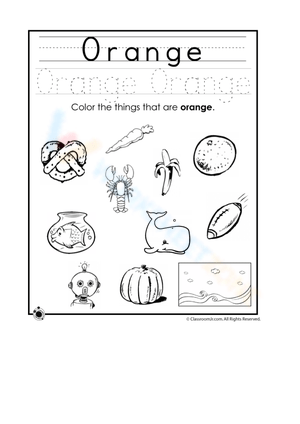 Identify the Color Orange: Fun Learning Worksheet