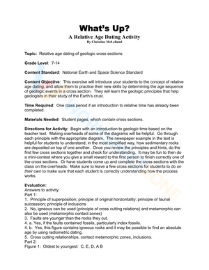 Updated Relative Dating Activity Worksheet