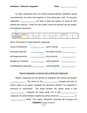 Exploring Molecular Compounds: A Worksheet