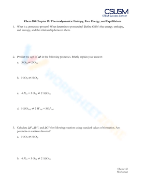 Thermodynamics Worksheet 3: Advanced Problems