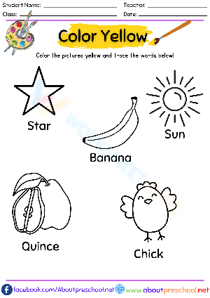 Yellow Coloring Page: Learn & Trace!