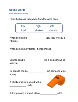 Sound Words Worksheet | Essential Grade 1 Science