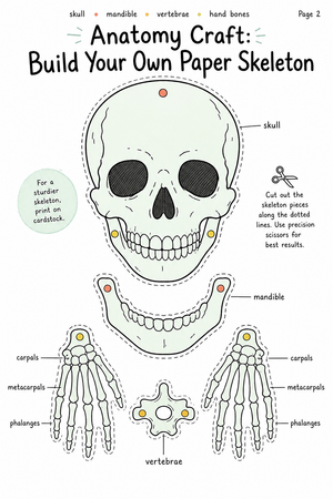 Printable Paper Skeleton Anatomy Craft | Grade 4-7
