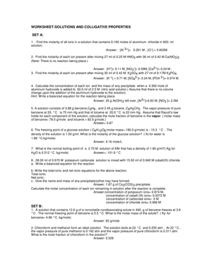 Solutions and Colligative Properties: Worksheet Guide