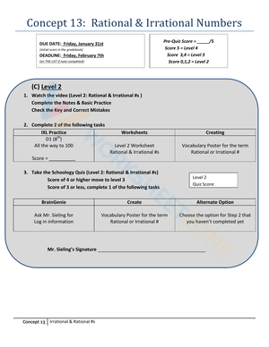Rational & Irrational Numbers