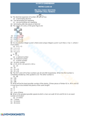 Test Prep: Multiple Choice Questions Worksheet