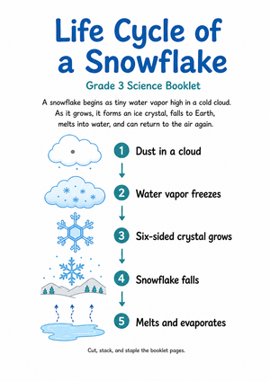 Grade 3 Snowflake Life Cycle — Printable No-Prep Booklet