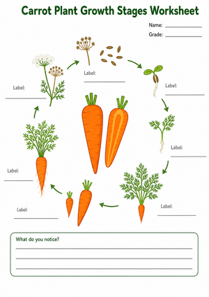 Carrot Life Cycle Worksheet | Grade 3 Essential