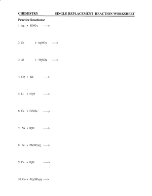 Single Replacement Reaction Practice