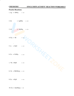 Single Replacement Reaction Practice