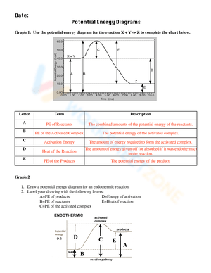 Understand Potential Energy Diagram: Chemistry Worksheet