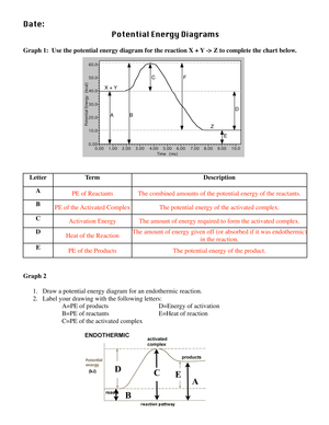 Understand Potential Energy Diagram: Chemistry Worksheet