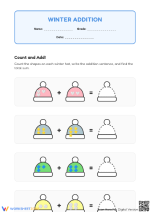 Winter Addition Worksheet | Essential Kindergarten Math