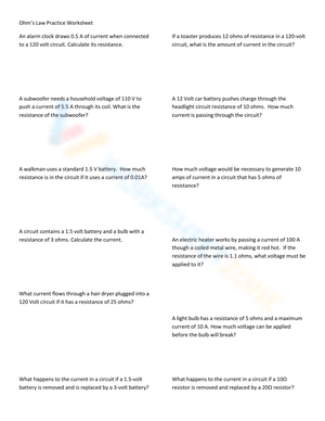 Ohm's Law Practice Problems