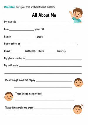 All About Me Worksheet | Essential Social Skills
