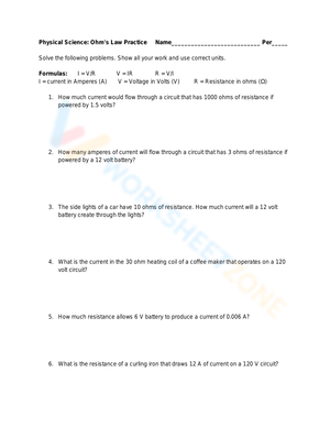 Practicing Ohm's Law