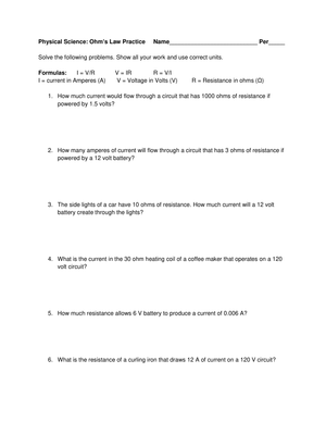 Practicing Ohm's Law