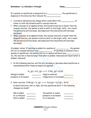 Applying Le Chatelier's Principle