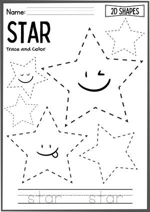 Star Shape – Trace and Color the Stars