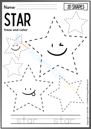 Star Shape – Trace and Color the Stars