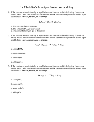 Le Chatelier's Principle with Key