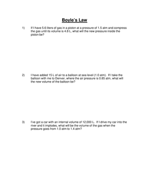Practice Boyle's Law with This Worksheet