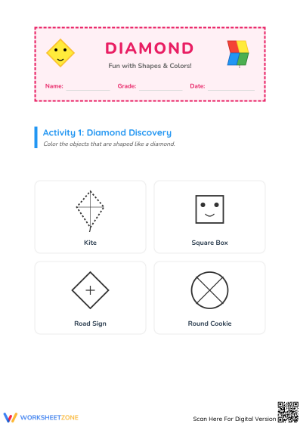 Essential Diamond Shape Recognition Worksheet | Grade K