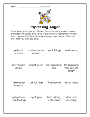 Worksheet on Expressing Anger