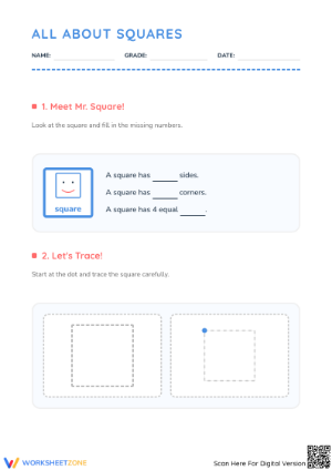 Printable Kindergarten Square Worksheet | Essential Math