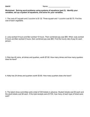 Solving Systems of Equations Word Problems