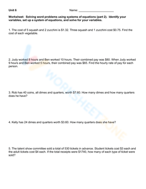 Solving Systems of Equations Word Problems